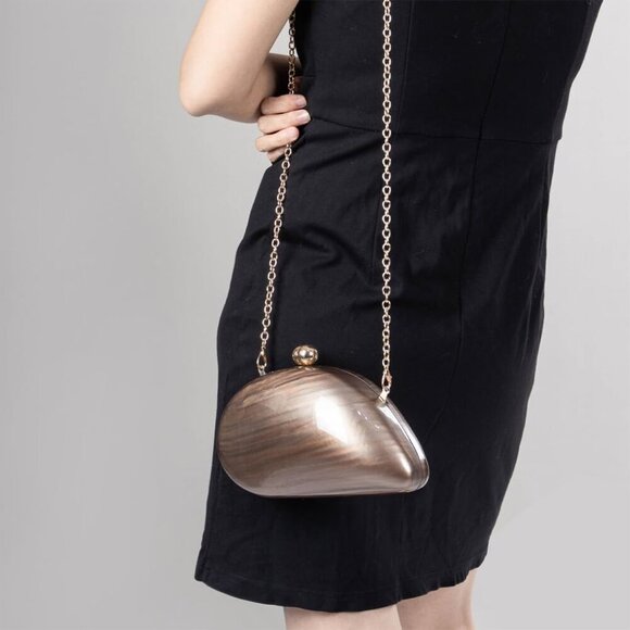 Acrylic Shell Shaped Bag Luxury Marble Clutch Evening Purses for Women Glitter H - Picture 6 of 6